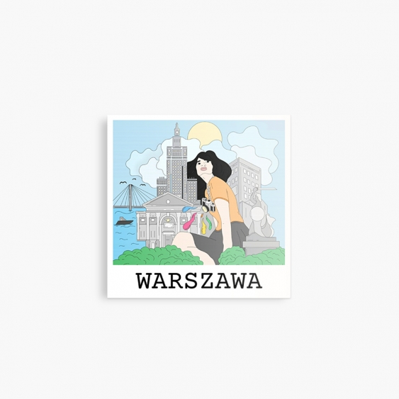 Mágnes Varsó rajza, 9x9 cm