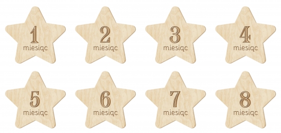 Névtábla, 12 hónapos szett - Star, 11 cm