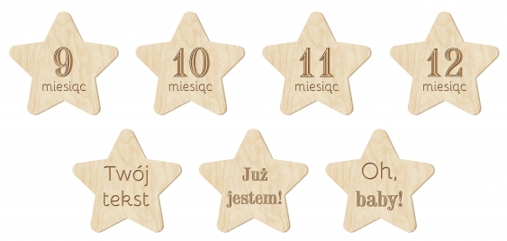 Névtábla, 12 hónapos szett - Star, 11 cm