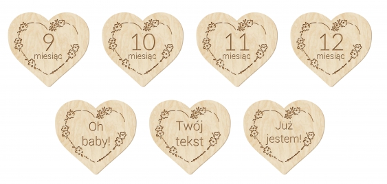 Névtábla, 12 hónapos szett - Szív, 11 cm