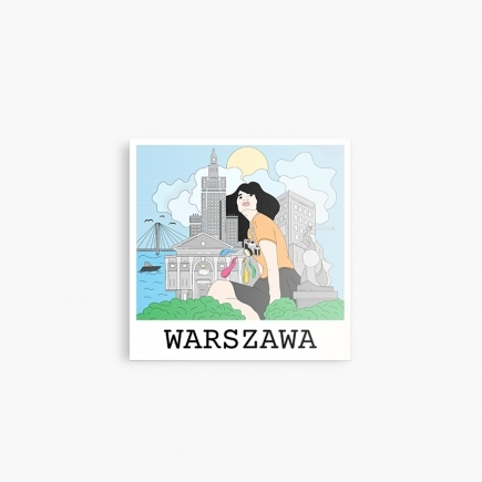 Mágnes Varsó rajza, 6x6 cm