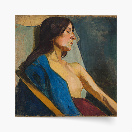 Poszter, W. Ślewiński "Nő félaktja kék kendőben", 50x50