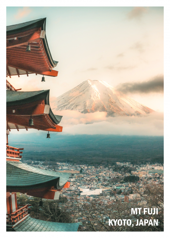 Poszter, Japán: Fuji-hegy, Kiotó, 30x40