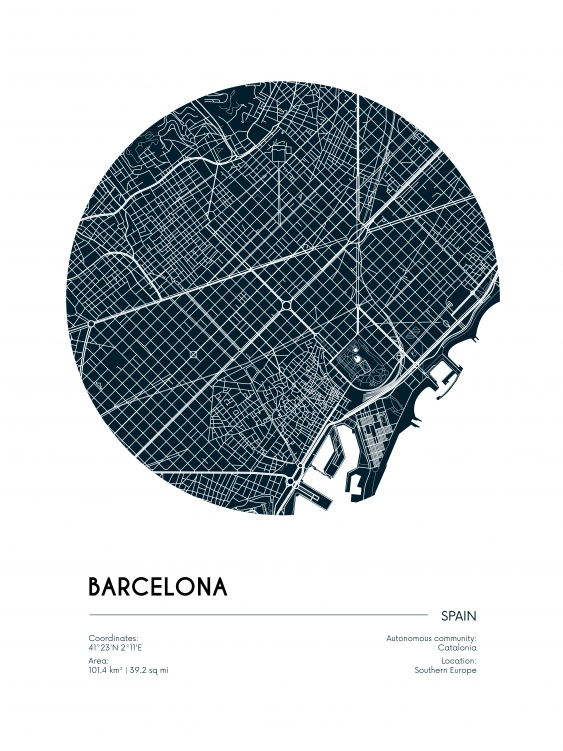 Poszter, Térképek: Barcelona, 30x40