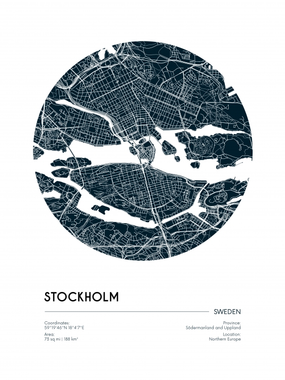 Poszter, Térképek: Stockholm, 30x40