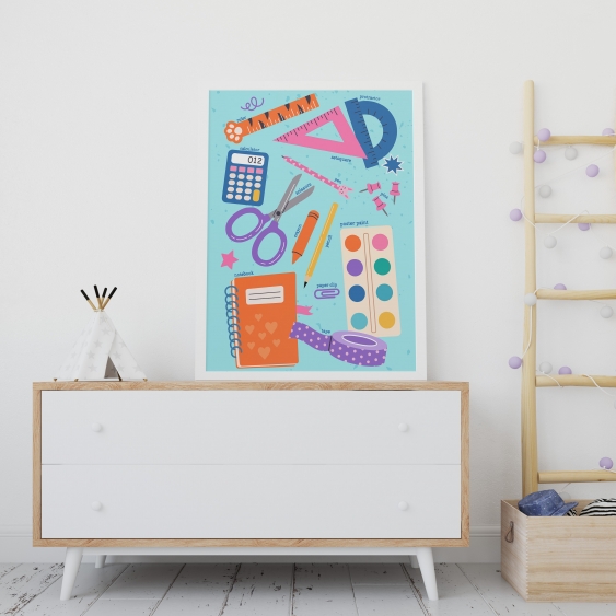 Poszter, Iskola: Kellékek, 30x40