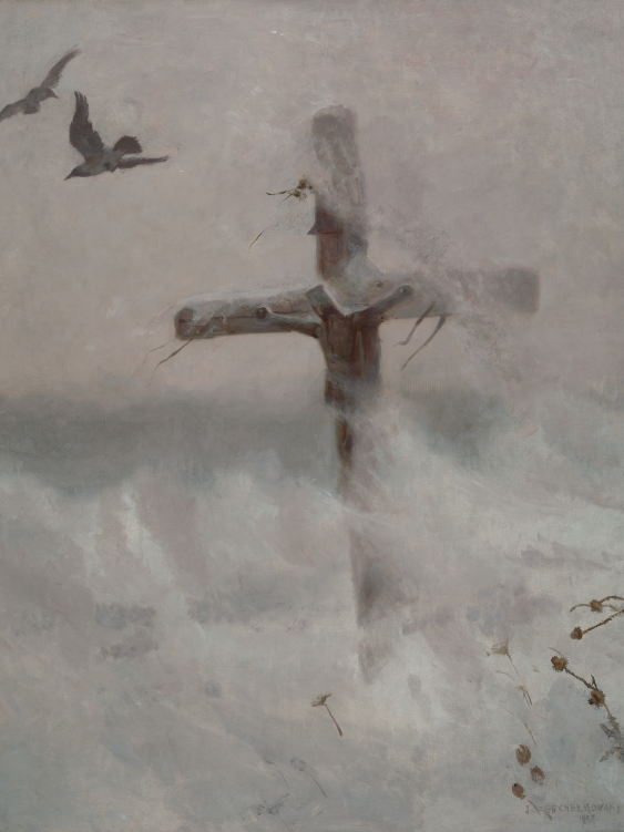 Poszter, Józef Chełmoński "Kereszt a hóviharban", 30x40