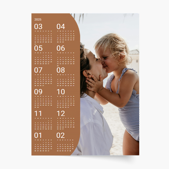 Fali naptár, Teljes fotós egyoldalas naptár , 30x40