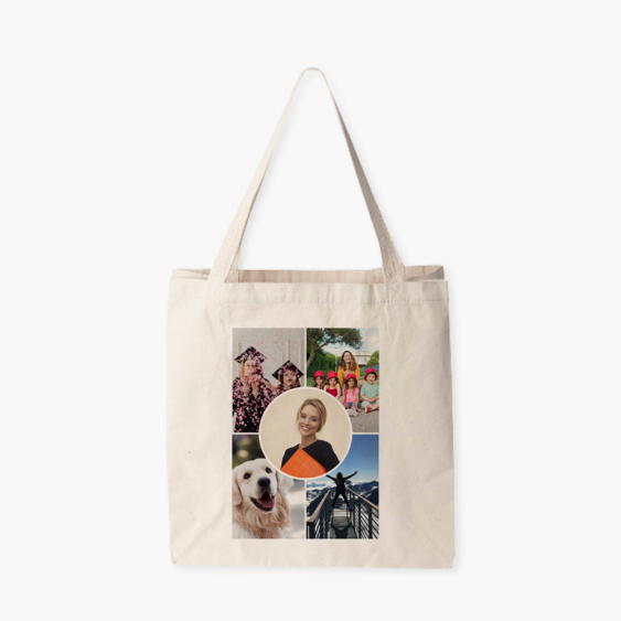 Pamut táska, 38x42x10, Kollázs körrel