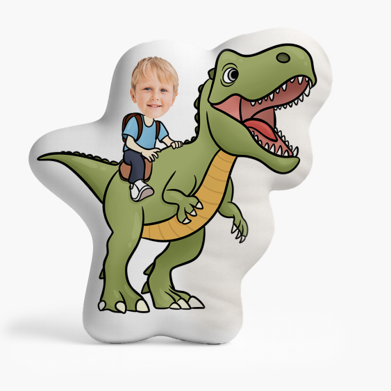 3D személyre szabott párna, Bársony, Zöld dinoszaurusz, 30x30 cm