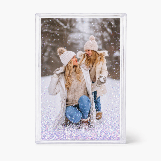 Fényképtartó keret Vízzel töltött Instax képkeret – világos színű pelyhek, 5,5x8,5x2 cm