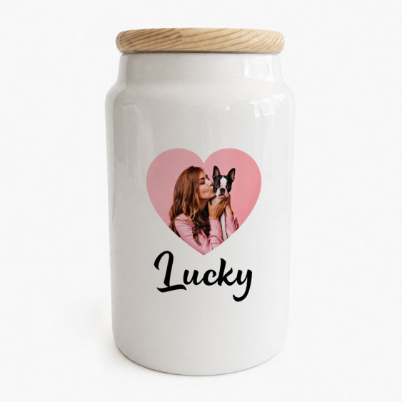 Słoik na smaczki, Szív alakú jutalomfalat-tároló üveg, 700 ml.